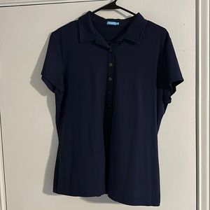 J. McLaughlin short sleeve navy polo with functional buttons